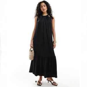 & Other Stories Black Tiered Halter Maxi Dress, 4